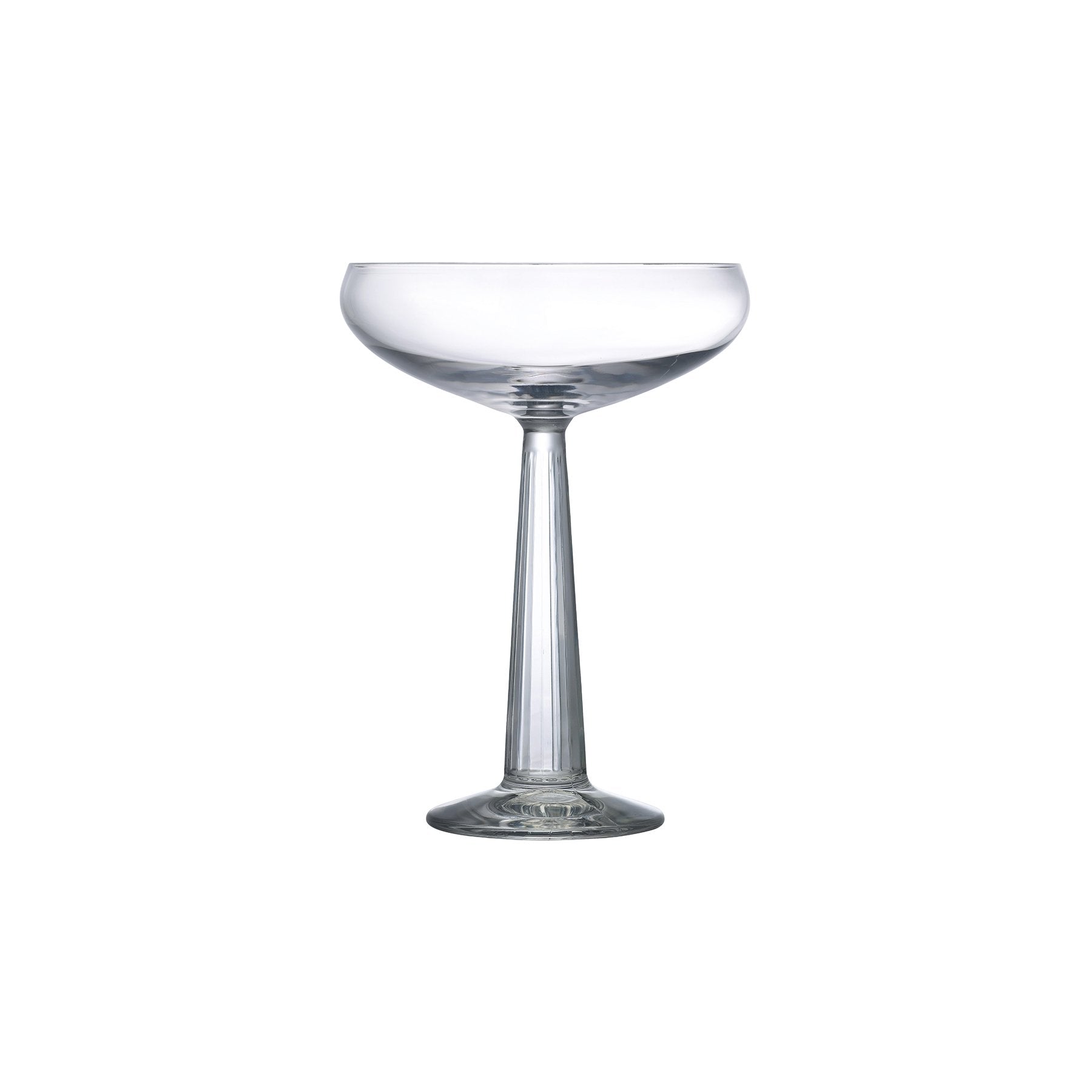 NUDE Big Top Coupe glass with linear patterned stem empty