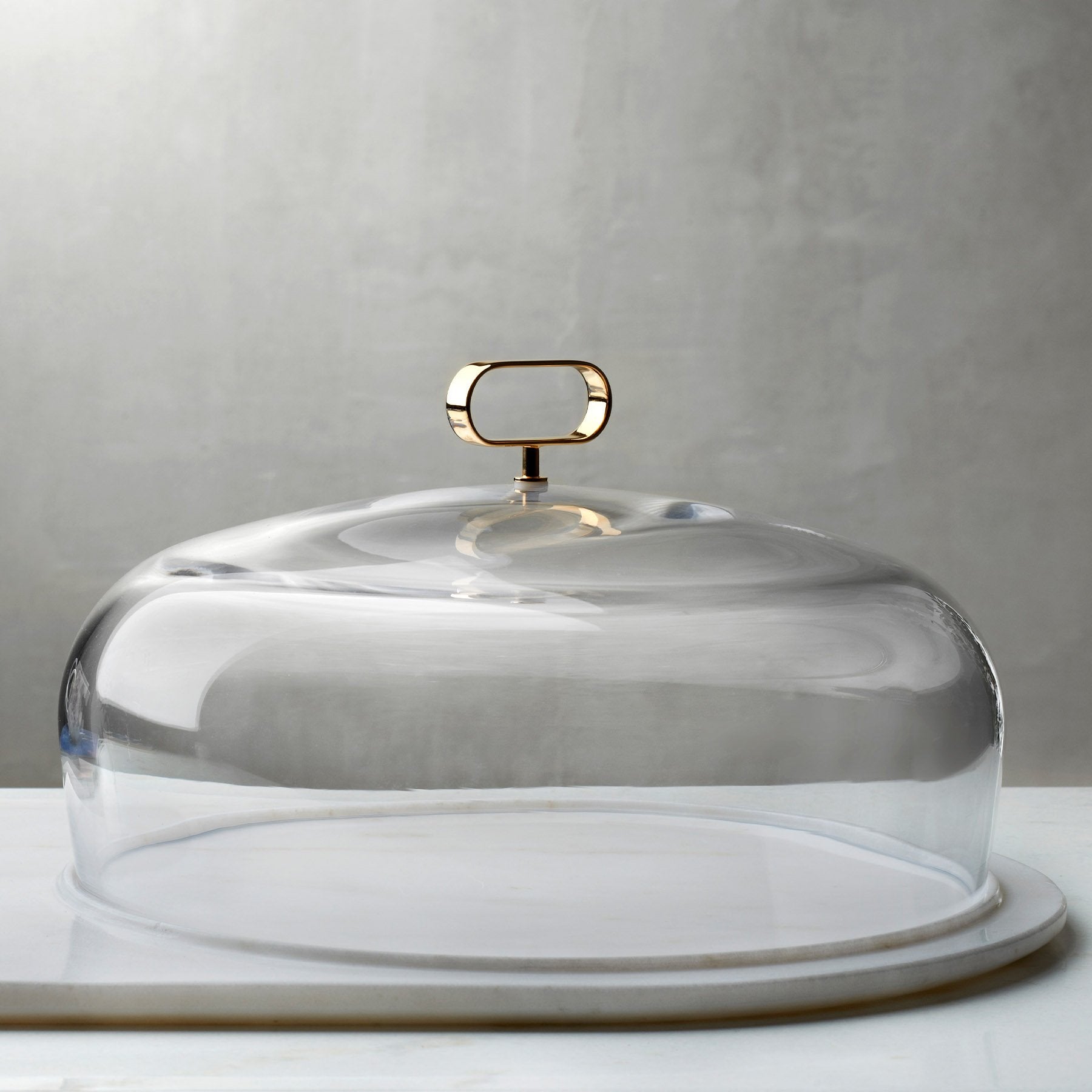 Cupola Cake Dome Medium with Brass Handle and Marble Base