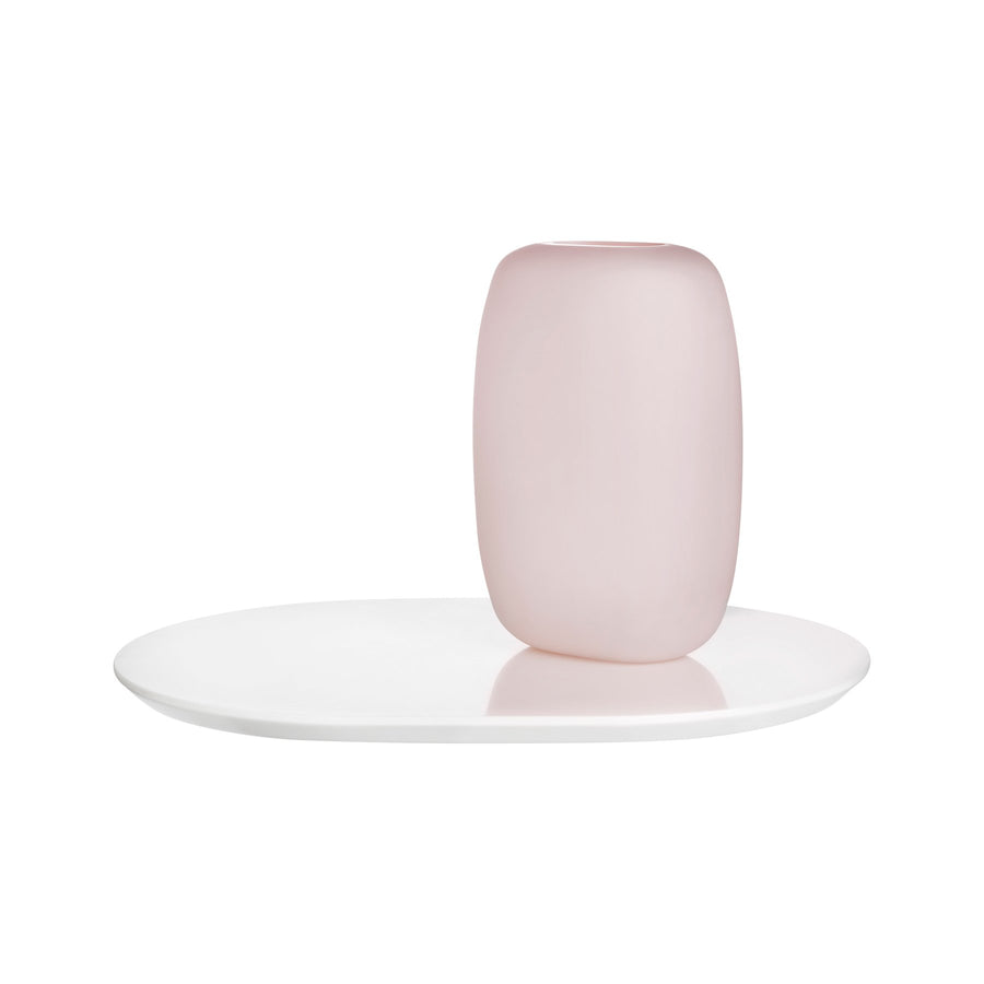 Sweets Vase Opal Pink with Glossy White Base Medium