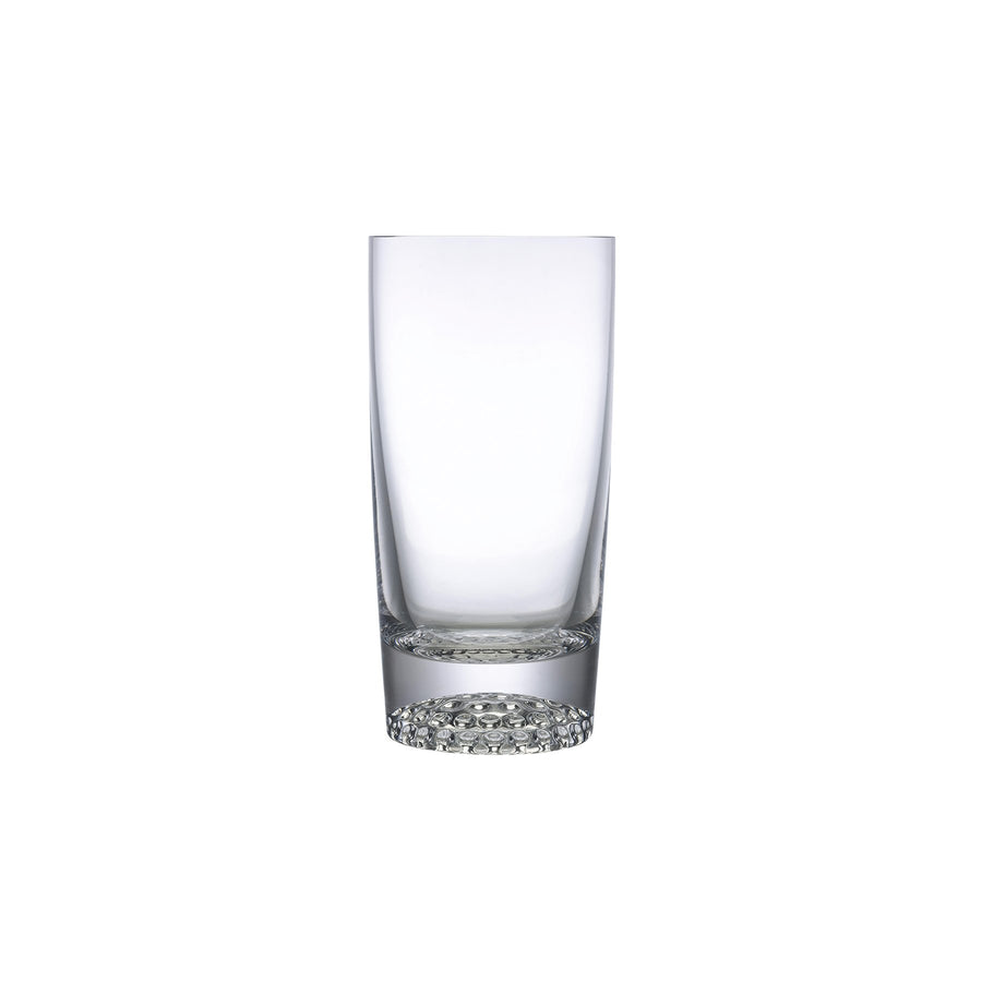 NUDE Ace high ball glasses with golf pattern on the bottom empty