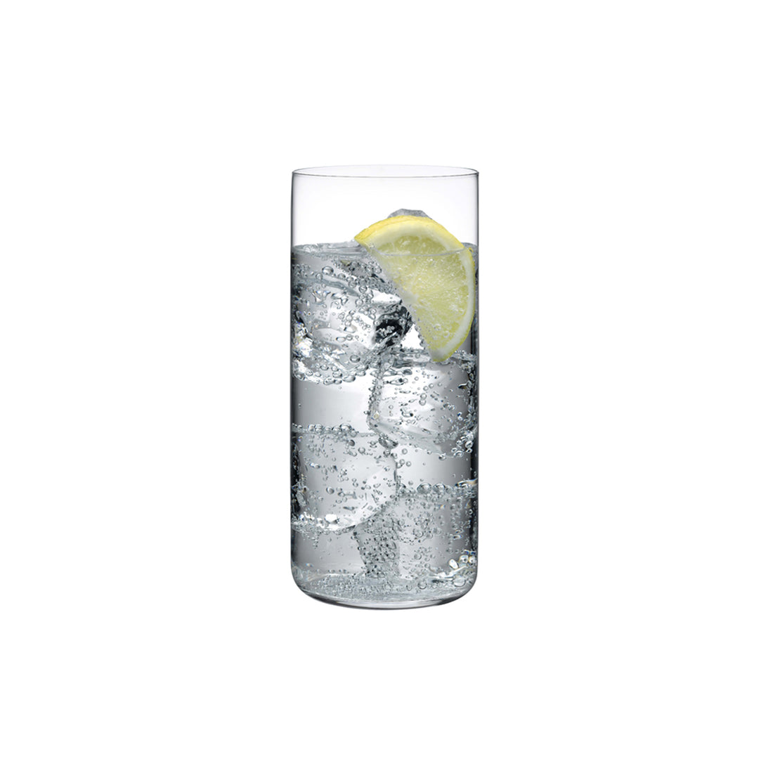 NUDE Glass Finesse Highball glass in lead-free crystal presented with softdrink