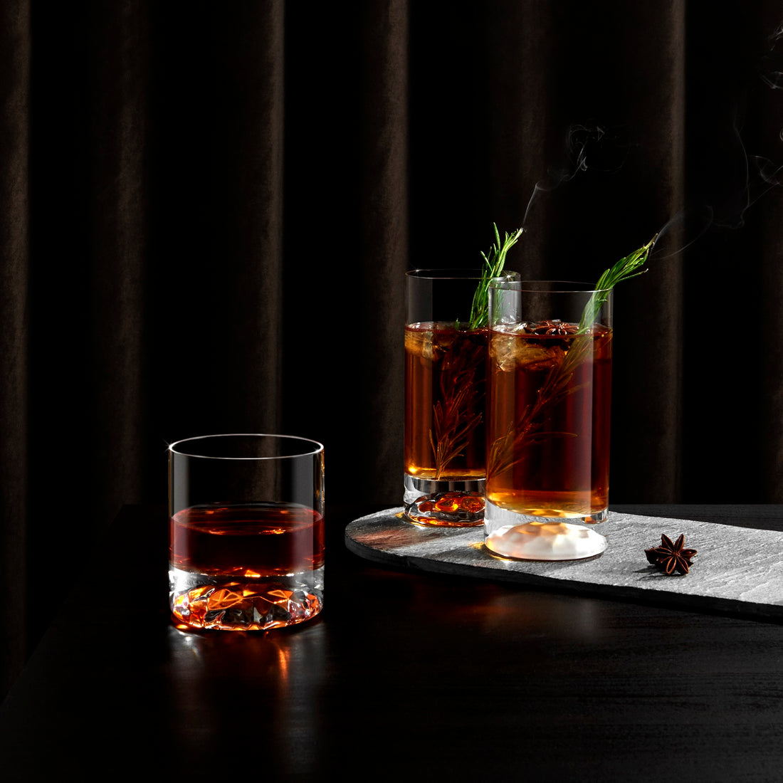 Club Ice Set of 4 High Ball Glasses Medium with Frosted Ripple Effect