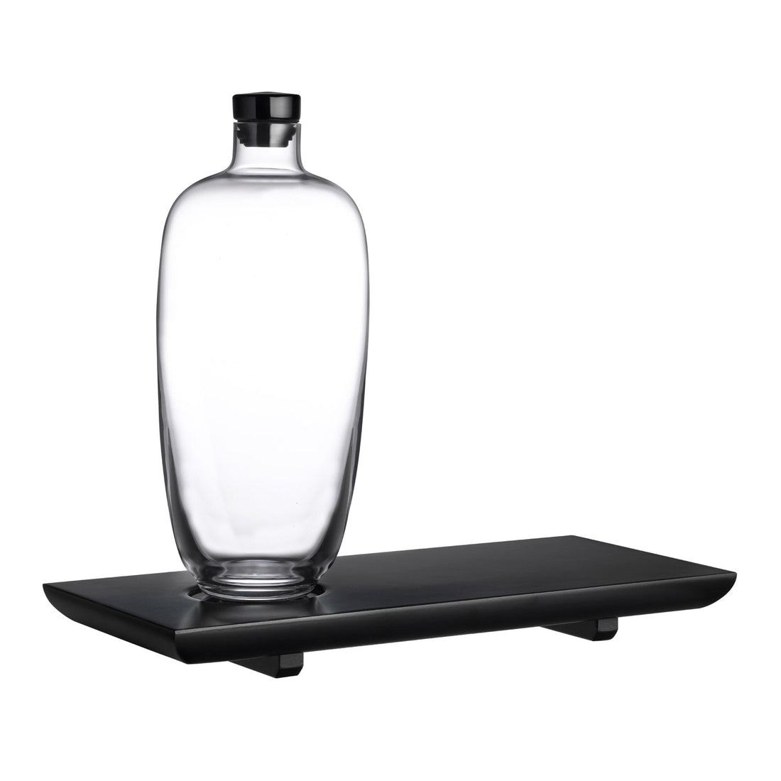 Nude Glas Whisky bottle Tall with wooden tray 