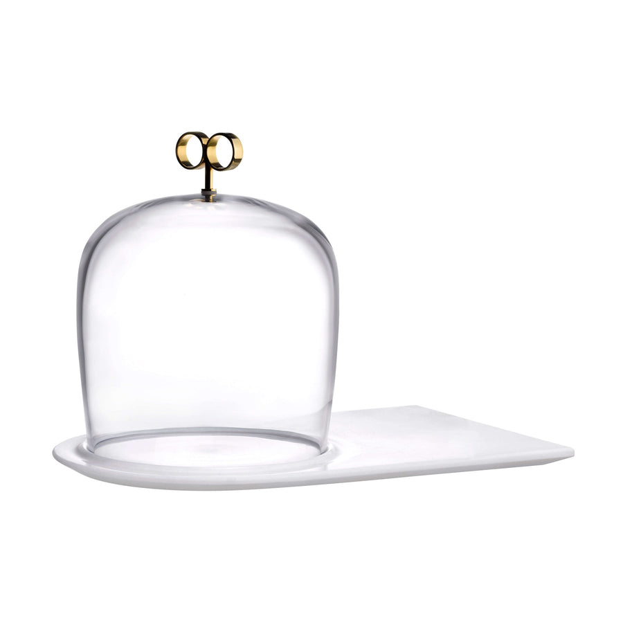 Cupola Cake Dome High with Brass Handle and Marble Base
