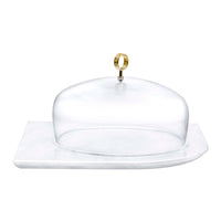 Cupola Cake Dome Large with Brass Handle and Marble Base