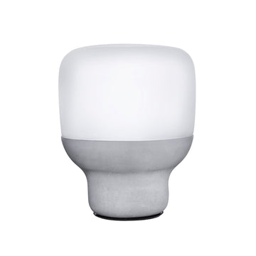 Smooth Lamp in Opaque Glass with Stone Base