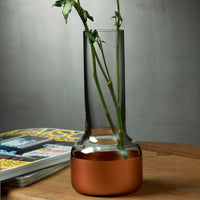 Contour Bud vase with Clear Top and Copper Base