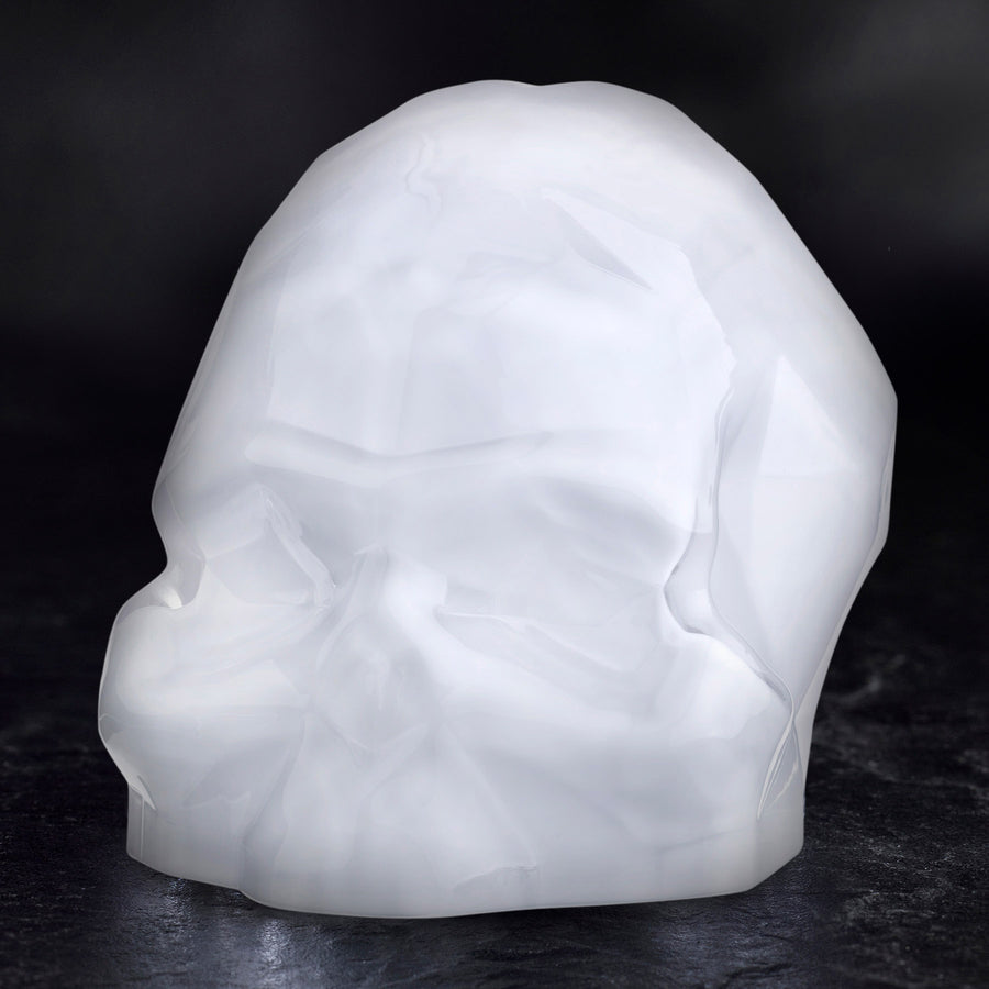 Memento Mori Faceted Skull Opal White Large