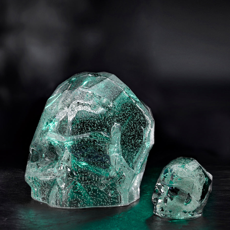 Memento Mori Faceted Skull Luminous Green Small